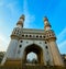 The Charminar (?'four minarets) is a monument located in Hyderabad, Telangana, India.  